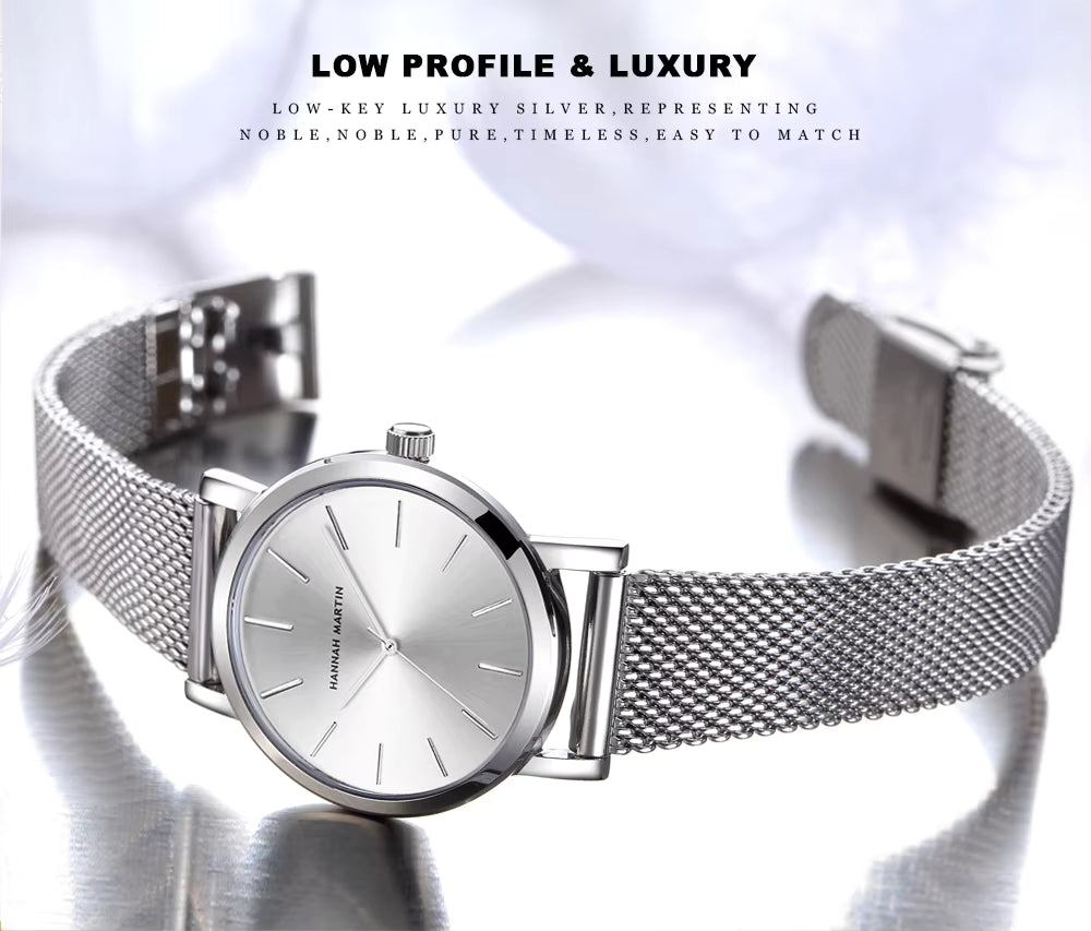 Classic Silver Mesh Wrist Watch for Men