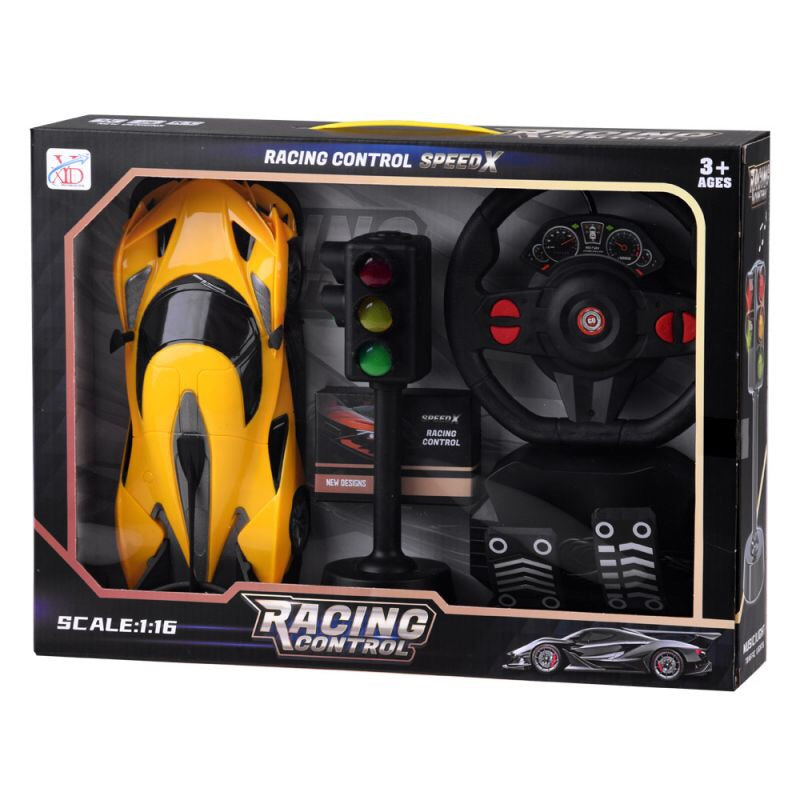 Remote Control Racing Car with Steering Wheel, Pedals & Traffic Light – Real Driving Experience for Kids