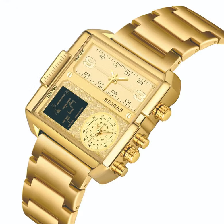 BINBOND Luxury Dual Display Gold Watch