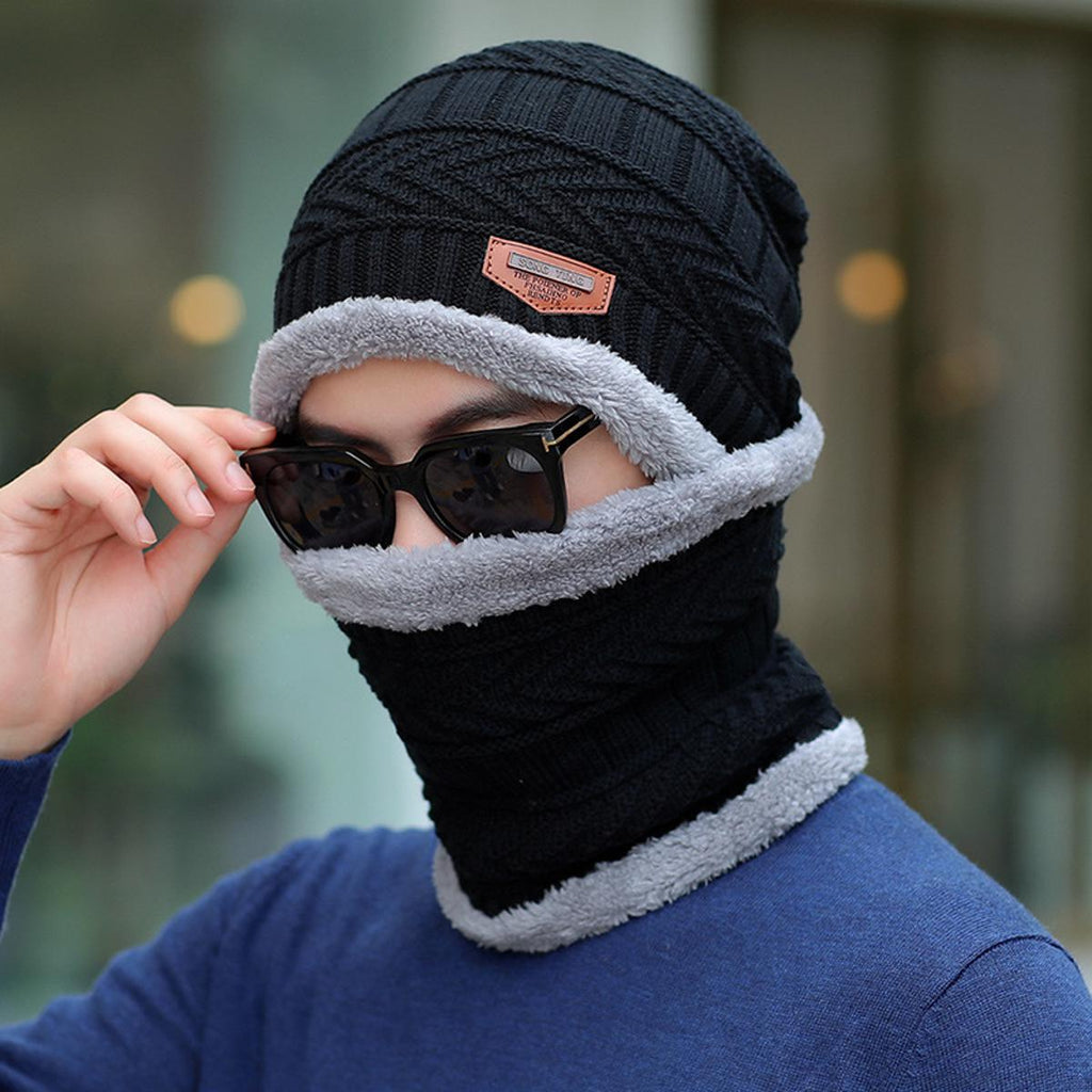 Winter Warm Knitted Hat & Neck Scarf Set for Men – Stylish & Cozy ❄️