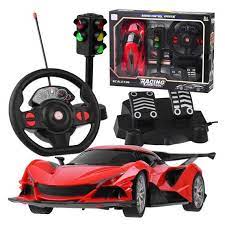 Remote Control Racing Car with Steering Wheel, Pedals & Traffic Light – Real Driving Experience for Kids