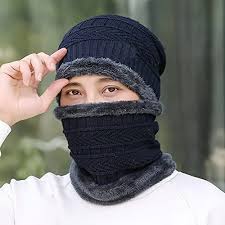 Winter Warm Knitted Hat & Neck Scarf Set for Men – Stylish & Cozy ❄️